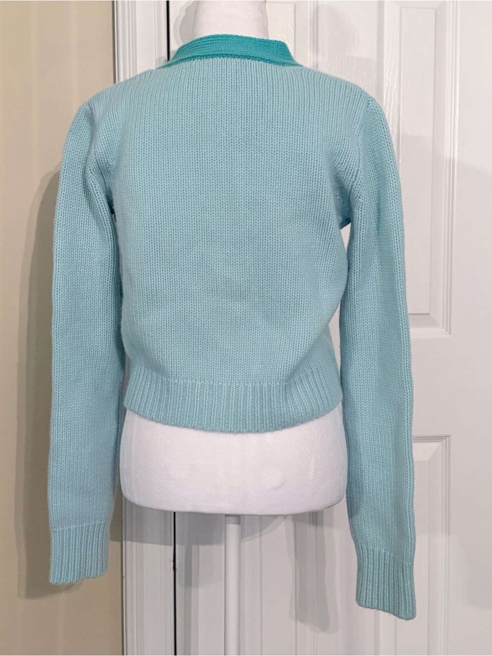 La Ligne "Mini Bien Sr" Cardigan Wool/Cashmere Contrasting V-Neckline Cropped S View 3